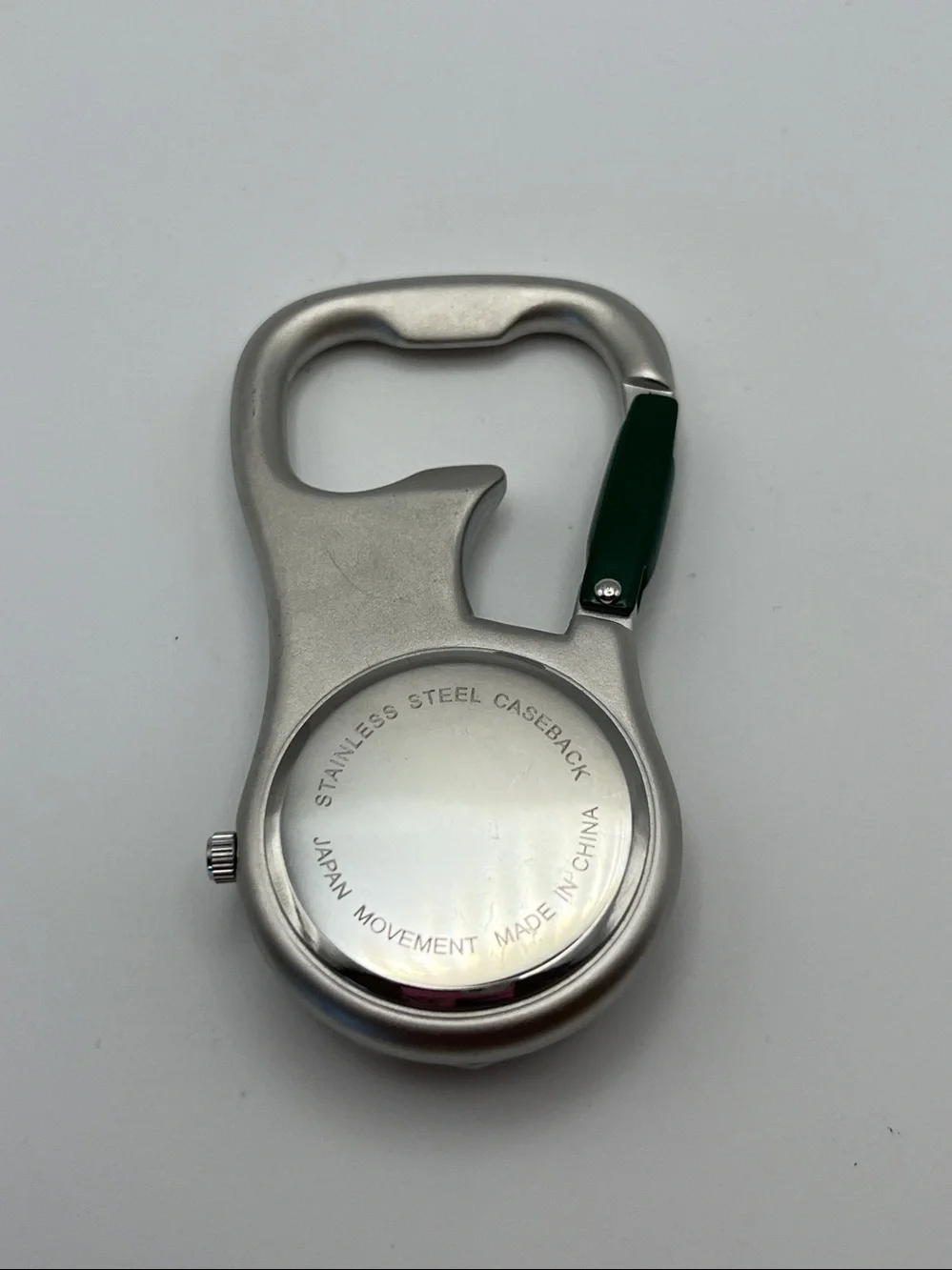 Carabiner Clip Watch with Compass - Silver & Green